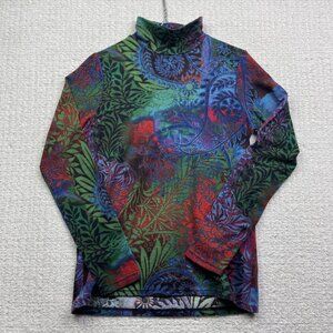 Monet Long Sleeve Floral Shirt Women’s Sz S Multicolor Psychedelic AOP Blouse